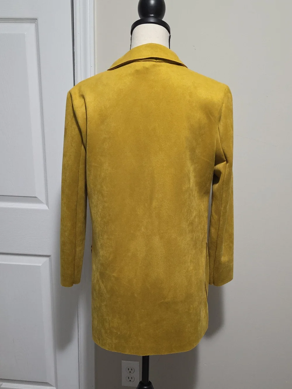 Premise Faux Leather Suede Open Front Blazer Mustard Seed Golden Yellow Small
